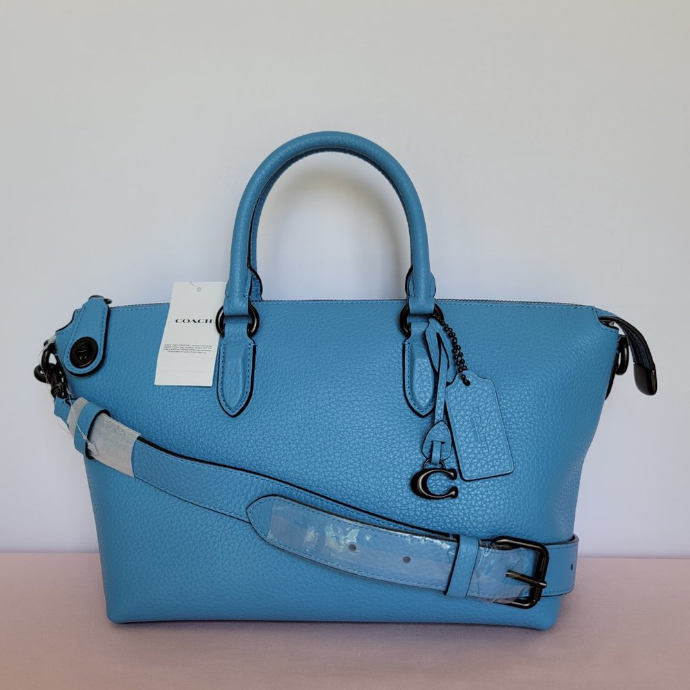 Coach Cara Pebbled Leather Satchel-Pool Color